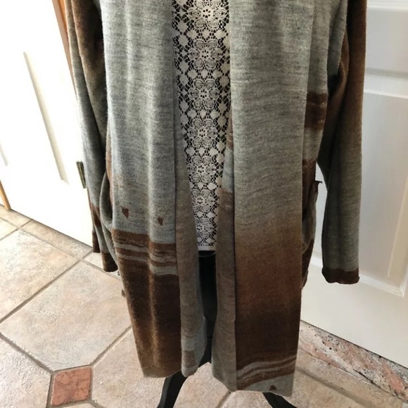 Krista Larson Brown gray wool cardigan-OOAK! - Picture 4 of 8